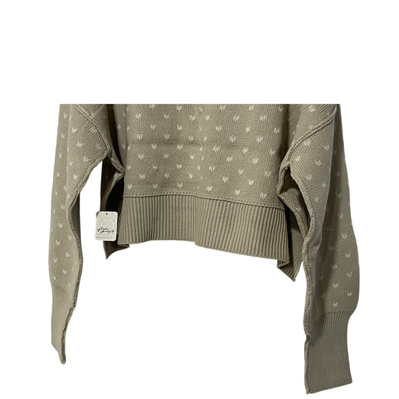 FREE PEOPLE WMNS MEDIUM PATTERN EASY STREET CROP PULLOVER SWEATER OATMEAL IVORY - Picture 10 of 14